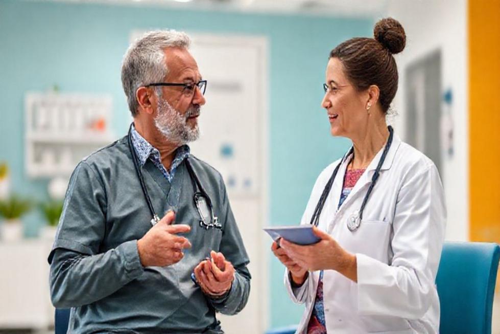 Discussão médica sobre cuidados preventivos.