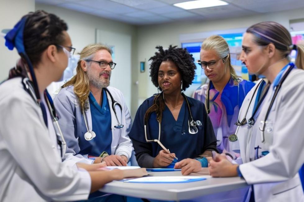 Profissionais de saúde colaborando para melhorar diagnósticos na clínica.